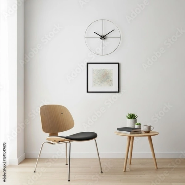 Obraz Minimalist Chair and Side Table Setup
