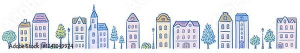 Fototapeta ヨーロッパ風の街並みイラスト