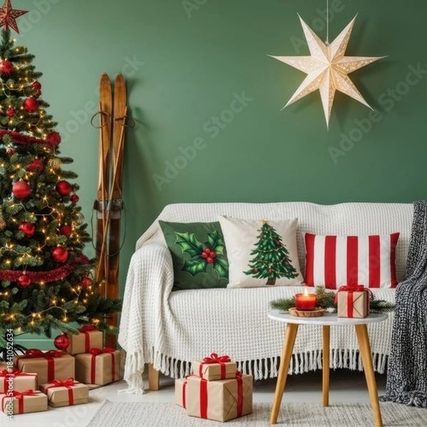 Obraz Cozy Christmas Living Room Decor