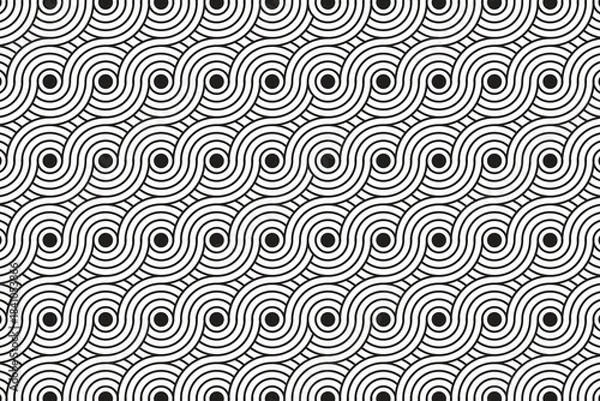 Obraz Geometric continuous wide retro textile background - vector illustration.