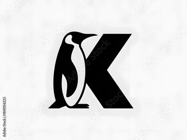 Fototapeta Creative Penguin Logo Design with Black and White Elements
