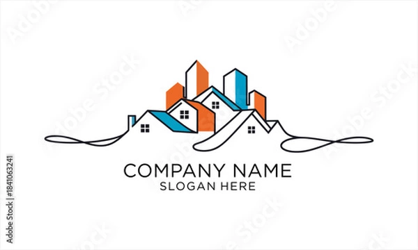 Fototapeta Modern Cityscape with Diverse Buildings and Rooftops.