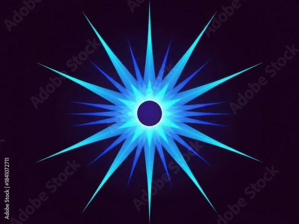 Fototapeta Abstract blue cyan radial burst with sharp rays digital design