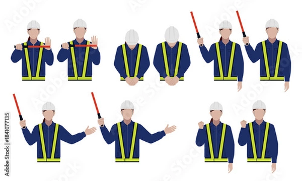 Obraz 交通誘導警備員　ポーズ　セット
