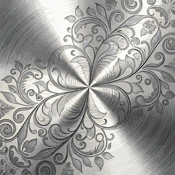 Fototapeta silver floral background