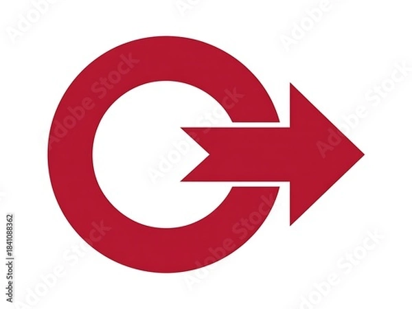 Fototapeta Red Circular Arrow Icon with Rightward Directional Arrow