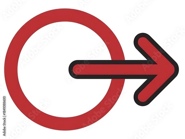 Fototapeta Red Arrow Circle Symbol for Direction and Movement Concept