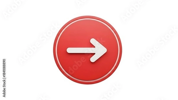 Fototapeta Red Circle with White Arrow Icon Isolated on Transparent Background