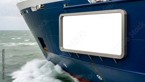 Fototapeta Close up of a ship s hull with a blank porthole on a choppy sea