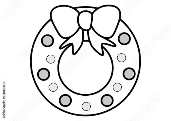 Obraz リボン付きクリスマスリースの20mm,15mm丸シール貼り台紙