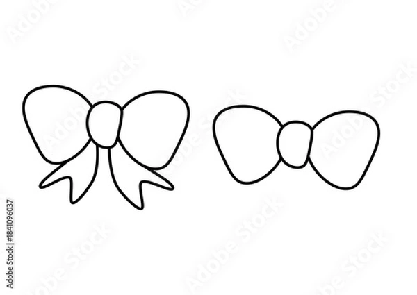 Obraz かわいいリボン2種類の塗り絵イラスト