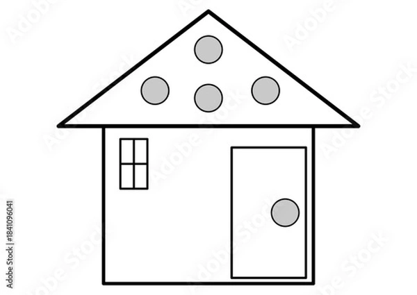 Obraz 屋根やドアに20mmの丸シールを貼れるおうち台紙