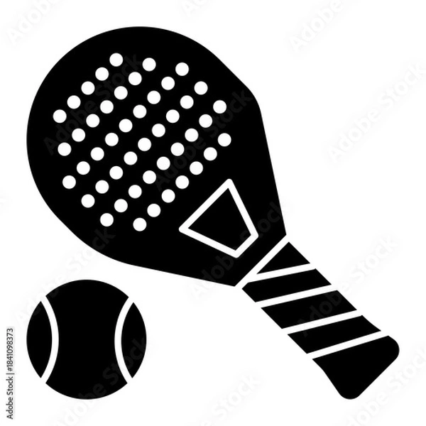 Obraz Racket hitting ball icon solid style illustration