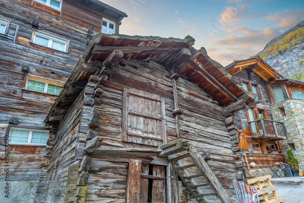 Obraz Zermatt,  Switzerland Alpine Village  at sunset