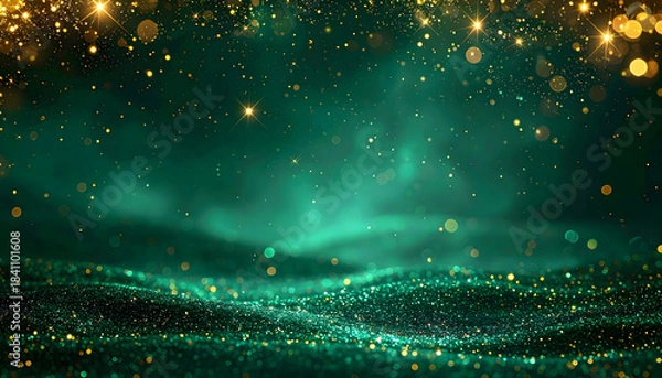 Obraz エメラルドグリーンと金の幻想的な背景画像