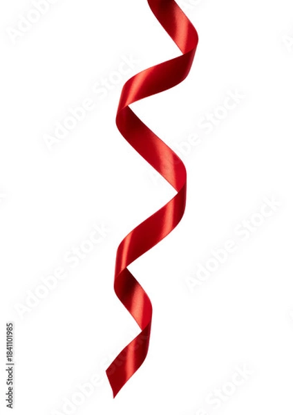 Obraz Red Satin Ribbon Curl on White