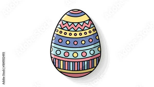Obraz Colorful Decorated Easter Egg with Festive Patterns, Easter Holiday Celebration Symbol