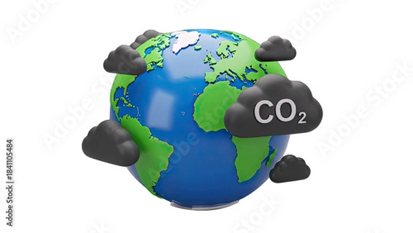 Obraz Earth with CO2 Clouds: Climate Change Concept
