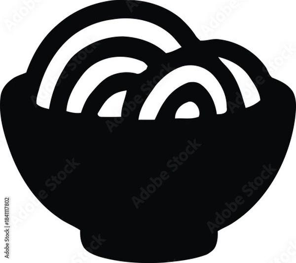 Fototapeta This graphic showcases a sleek silhouette of a bowl filled with pasta. The design emphasizes the curves of the noodles, making it an attractive representation of Italian cuisine. It's perfect for topi