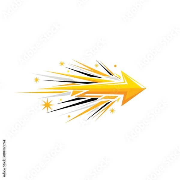 Obraz 
Dynamic yellow arrow with motion streaks
