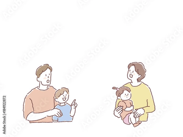 Obraz 上を見上げる家族