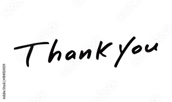 Obraz 手書き文字「Thank You」｜感謝の気持ちを伝えるシンプルで温かみのある英字ロゴ素材