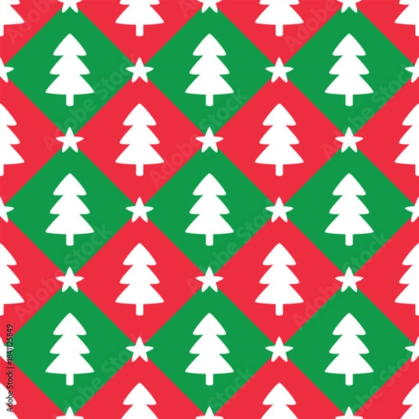 Fototapeta Christmas tree seamless pattern design for background, wallpaper, textile design, fabric, card, wrapping paper, carpet, notebook, diary cover, blanket, blanket for kids, decorative, and etc.

