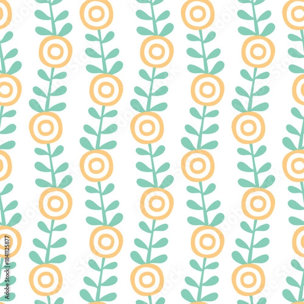 Fototapeta Flower seamless pattern design for background, wallpaper, textile design, fabric, card, wrapping paper, carpet, notebook, diary cover, blanket, blanket for kids, decorative, and etc.