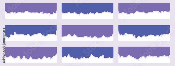 Fototapeta Set of abstract design colorful separator header and border for website and app. Curve Lines, Drops modern design, providing vibrant visual accents and creative background shapes for diverse projects.