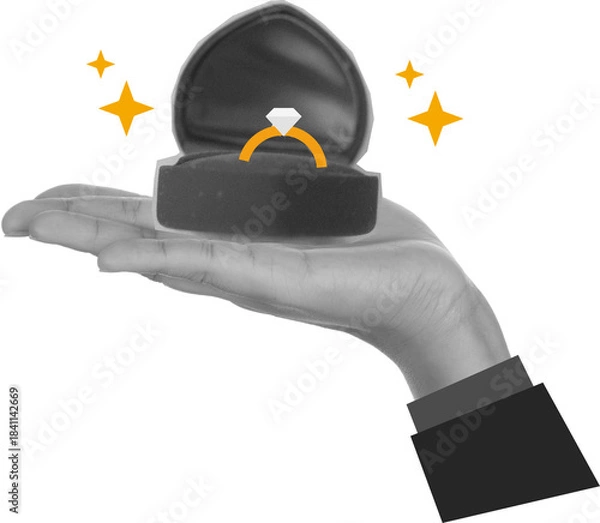 Obraz hand hold ring wedding art collage