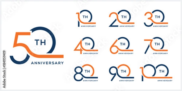 Fototapeta Collection of anniversary logo design template. Celebration day special vector symbol concept icon	