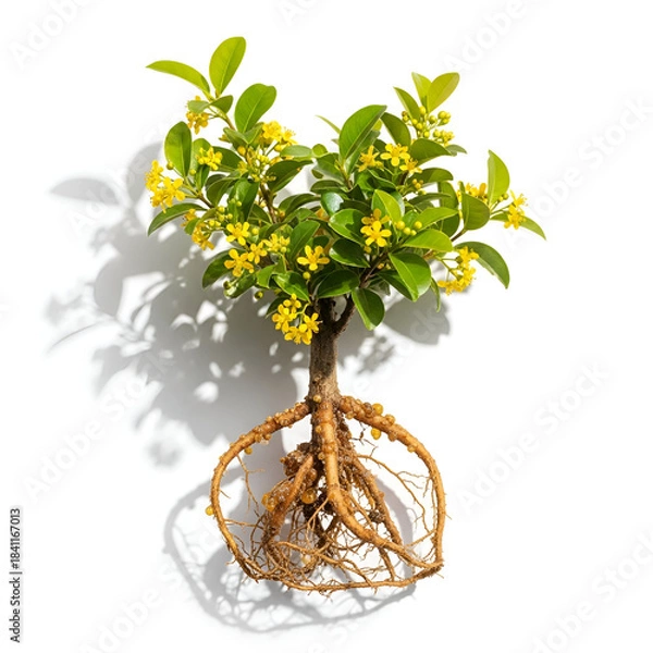 Fototapeta Mature guggul tree sapling with resin and flowers