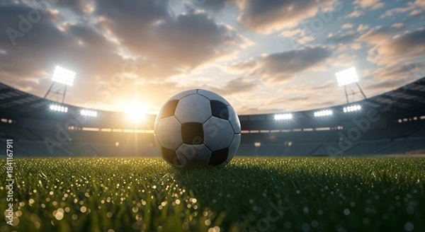 Fototapeta soccer ball in the field