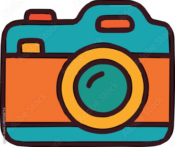 Fototapeta Vector illustration of a camera in a clean stylized design, perfect for photography, travel themes, media projects, photo blogging, digital graphics, children’s illustrations and modern designs.