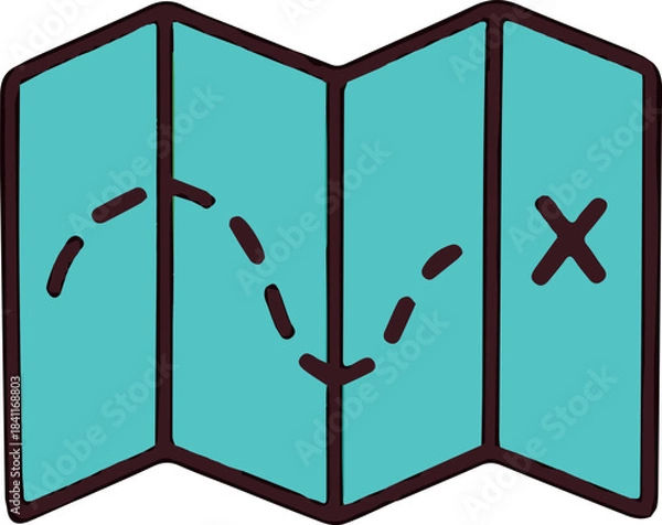 Fototapeta Vector illustration of a map in a clean stylized design, perfect for travel themes, geography projects, planning routes, educational materials, tourism guides and digital or print designs.