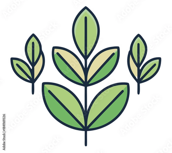 Fototapeta Six Unique Stylized Leaves Vector Set – Modern Minimal Logo Design