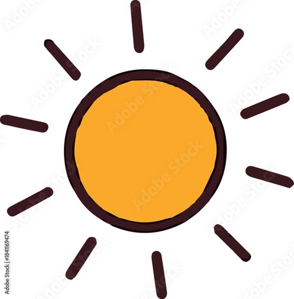 Fototapeta Vector illustration of the sun in a clean stylized design, perfect for nature themes, weather icons, summer graphics, cheerful illustrations, children’s designs, seasonal projects and digital material