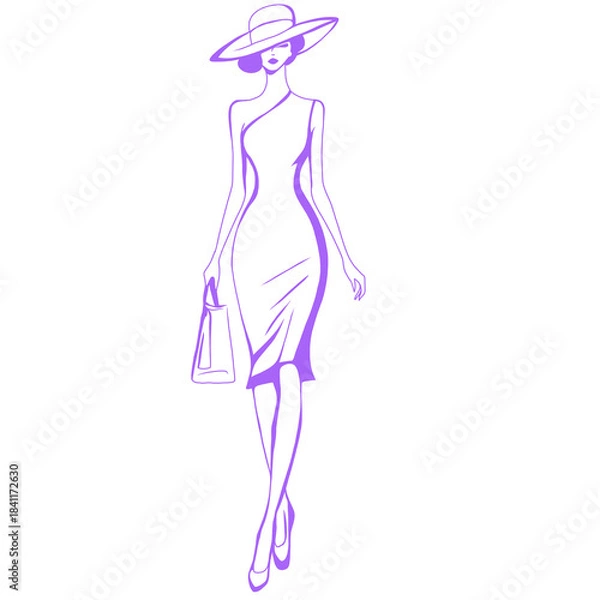 Obraz Illustration of Woman Wearing Hat and Dress