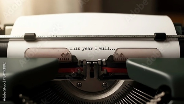 Obraz Typewriter with 'This year I will' text