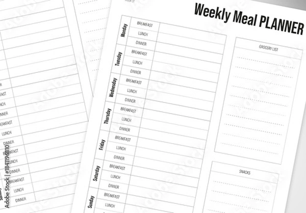 Obraz Minimal Weekly Meal Planner