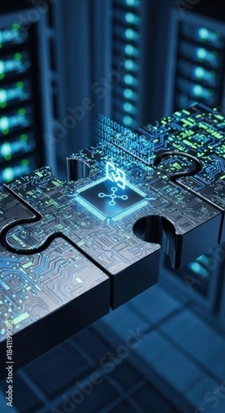 Obraz Digital connectivity symbolized by a puzzle, reflecting complex data integration solutions