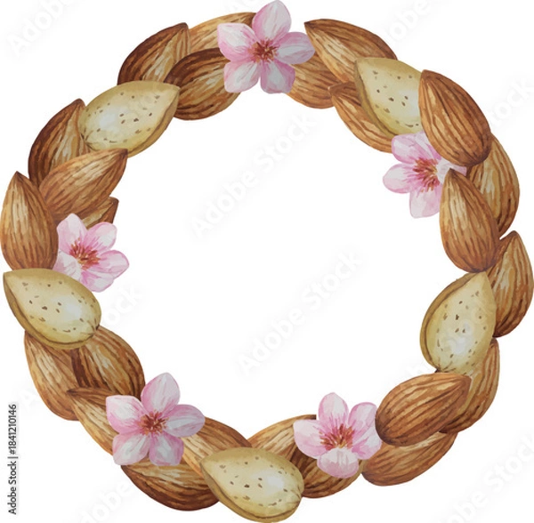 Obraz Vector round almond frame. White background. For your design