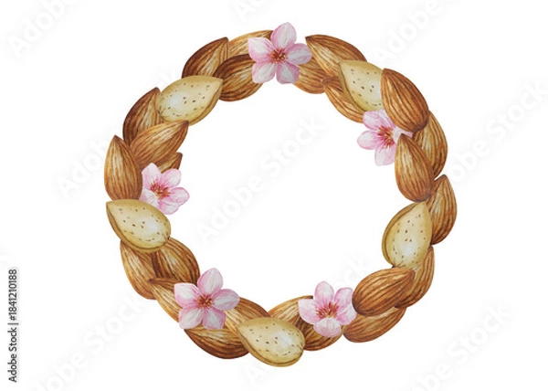 Obraz Round almond frame. White background. For your design