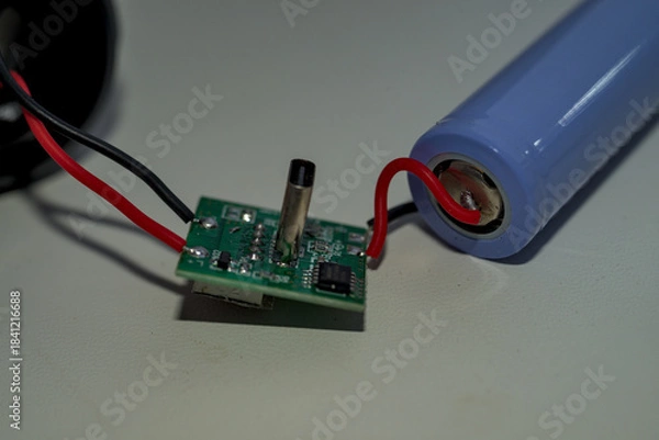 Obraz Flashlight components isolated. Macro shot.