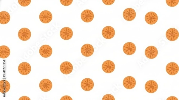 Fototapeta Orange Circular Patterns on White Background for Creative Projects