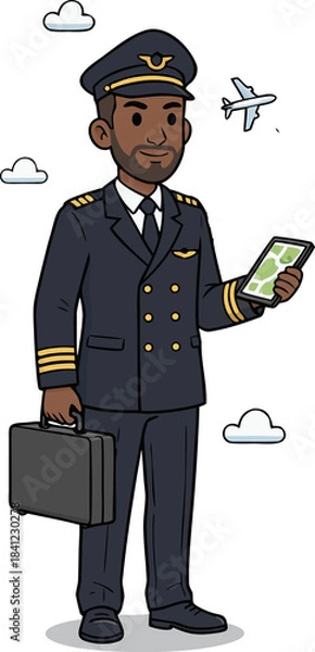 Obraz Airline Pilot Character Illustration