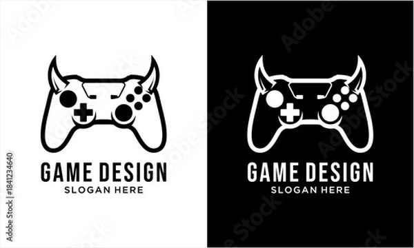 Fototapeta Creative Game Controller Design with Devil Horns for Gaming Brand.