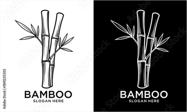 Fototapeta Elegant Bamboo Stalks Logo Design.