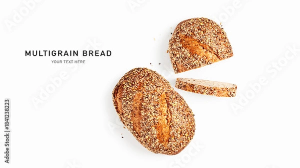 Obraz Multigrain bread isolated on white background