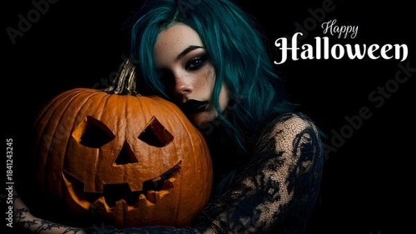 Obraz halloween pumpkin and witch